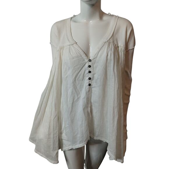 We The Free Women's XSmall Lyrical Tunic Henley Boho Oversized Asymmetrical - Picture 15 of 16
